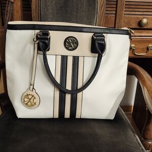 Christian Lacroix Black and Cream Striped Tote